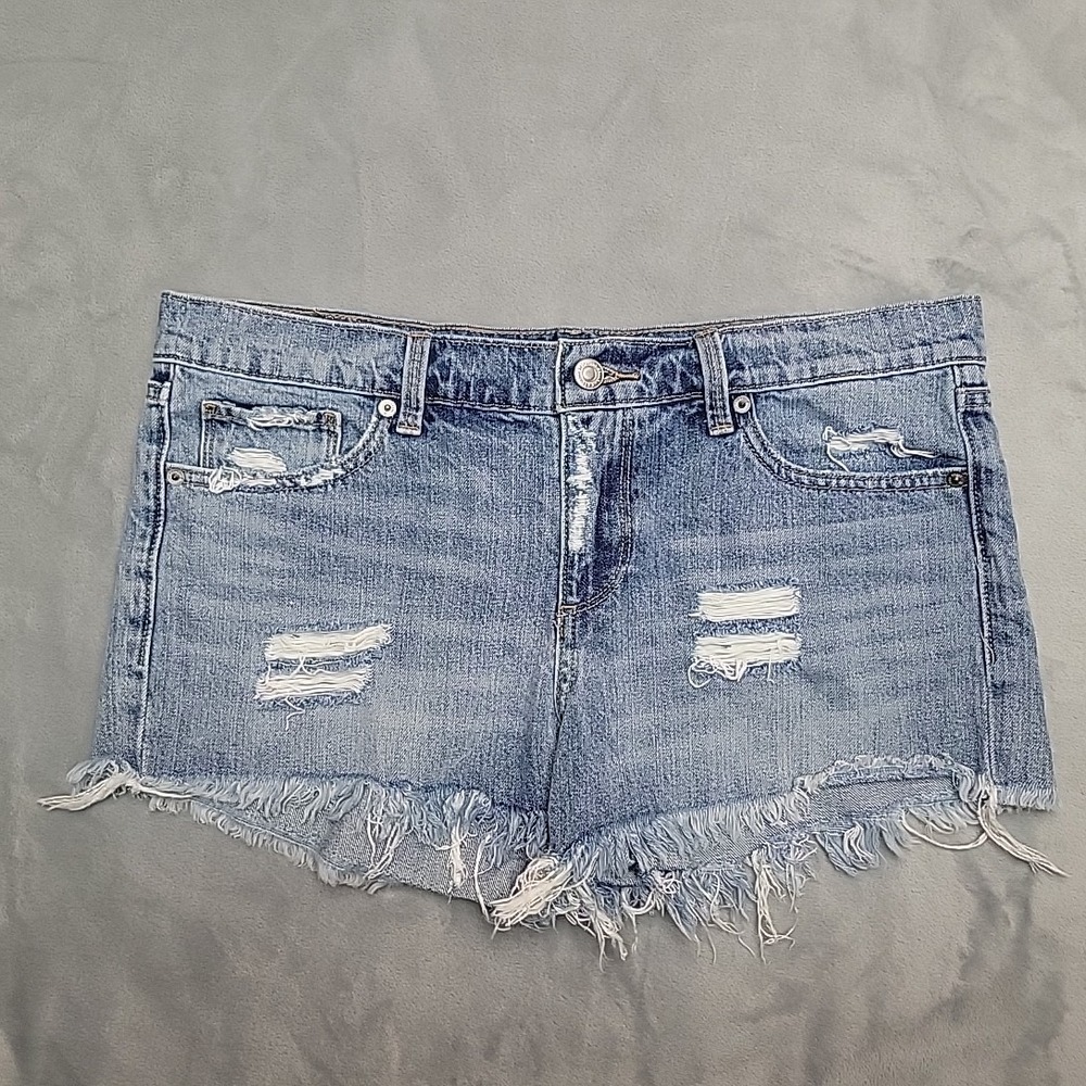 Lucky Shorts Women 29 Faded Distresed Blue Denim Biker Mini Grunge Y2K 90s Retro